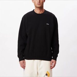 NWT Obey Tab Crewneck Sweatshirt Black Men’s Small Heavyweight Skate